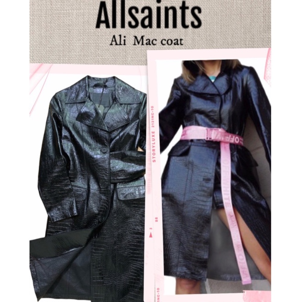SOLD NEW AllSaints Coat Black The Ali Mac Leather Coat Size 2 - Picture 1 of 11